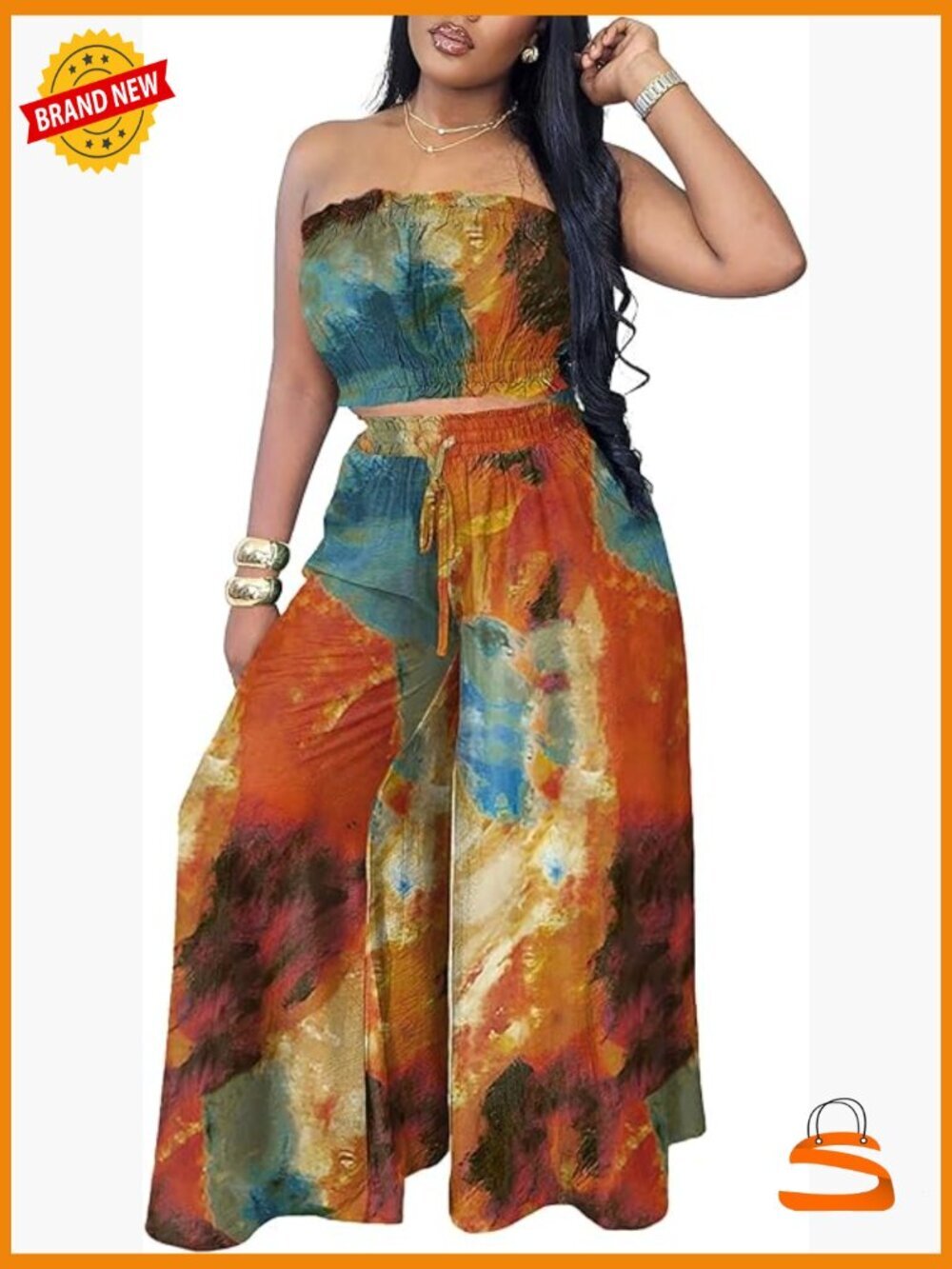 Two Piece Sets Women Summer Crop Top Wide Leg Pants Sexy Jumpsuits Vacation